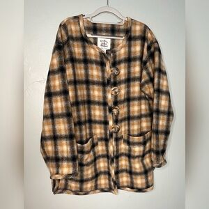 Broadway Vintage Collection New York wool yellow plaid coat